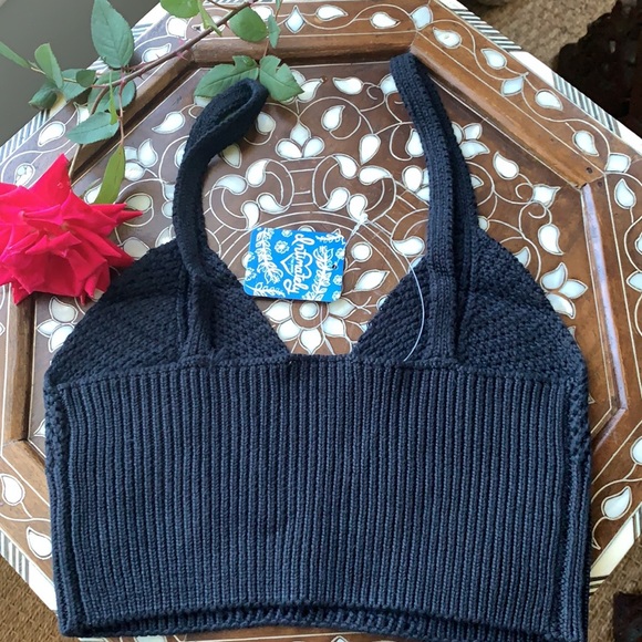 FREE PEOPLE CROCHET COTTON BRAMI IN BLACK BEAUTIFUL STAPLE PIECE FP INTIMATELY - Picture 9 of 12